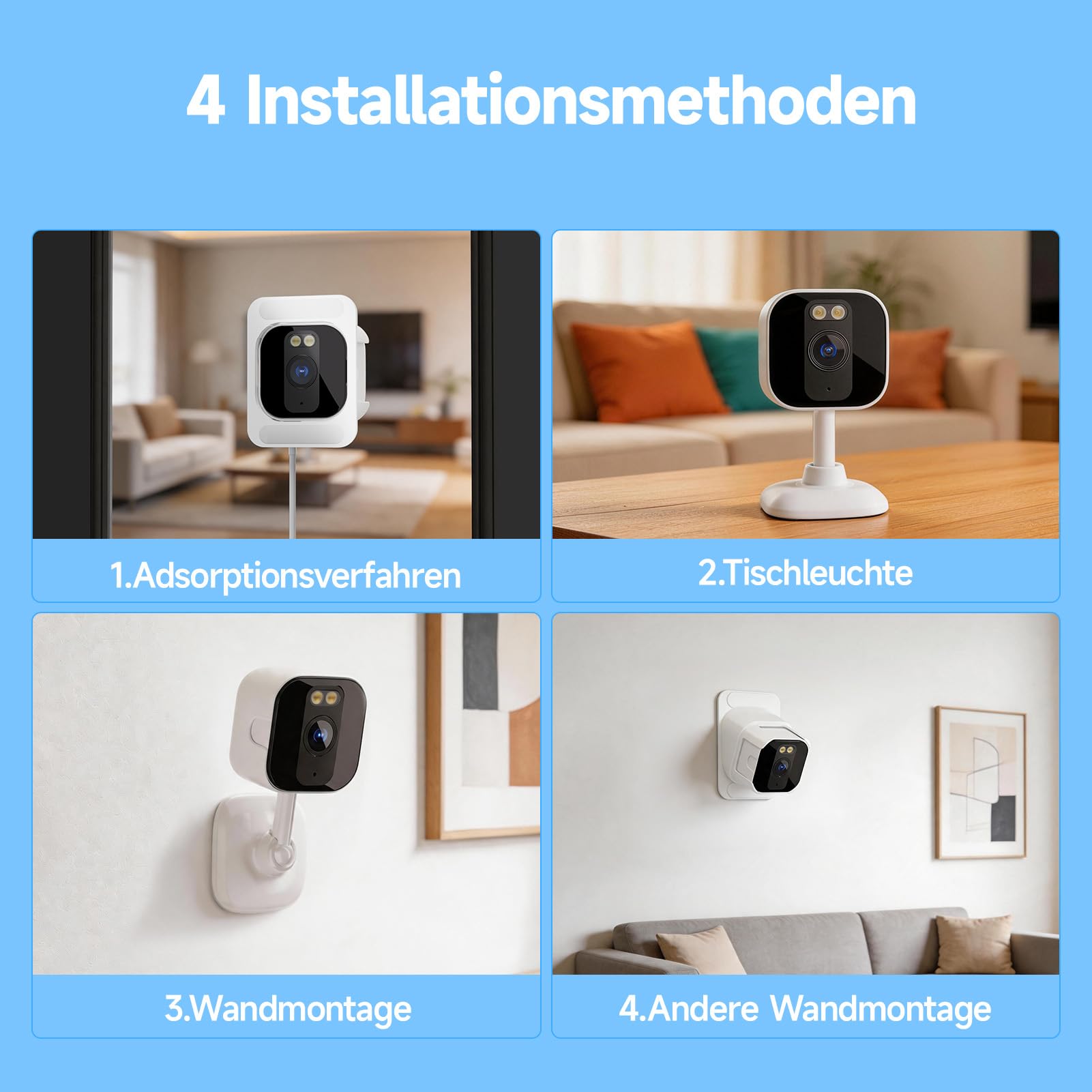 fanxiang 3MP 2K HD Fenster Kamera, WiFi & Bluetooth Überwachungskamera | Innen, Farb-Nachtsicht, 24/7-Aufnahme, Bewegungsmelder, Zwei-Wege Audio, Live Übertragung Handy, RTSP/ONVIF Unterstützung