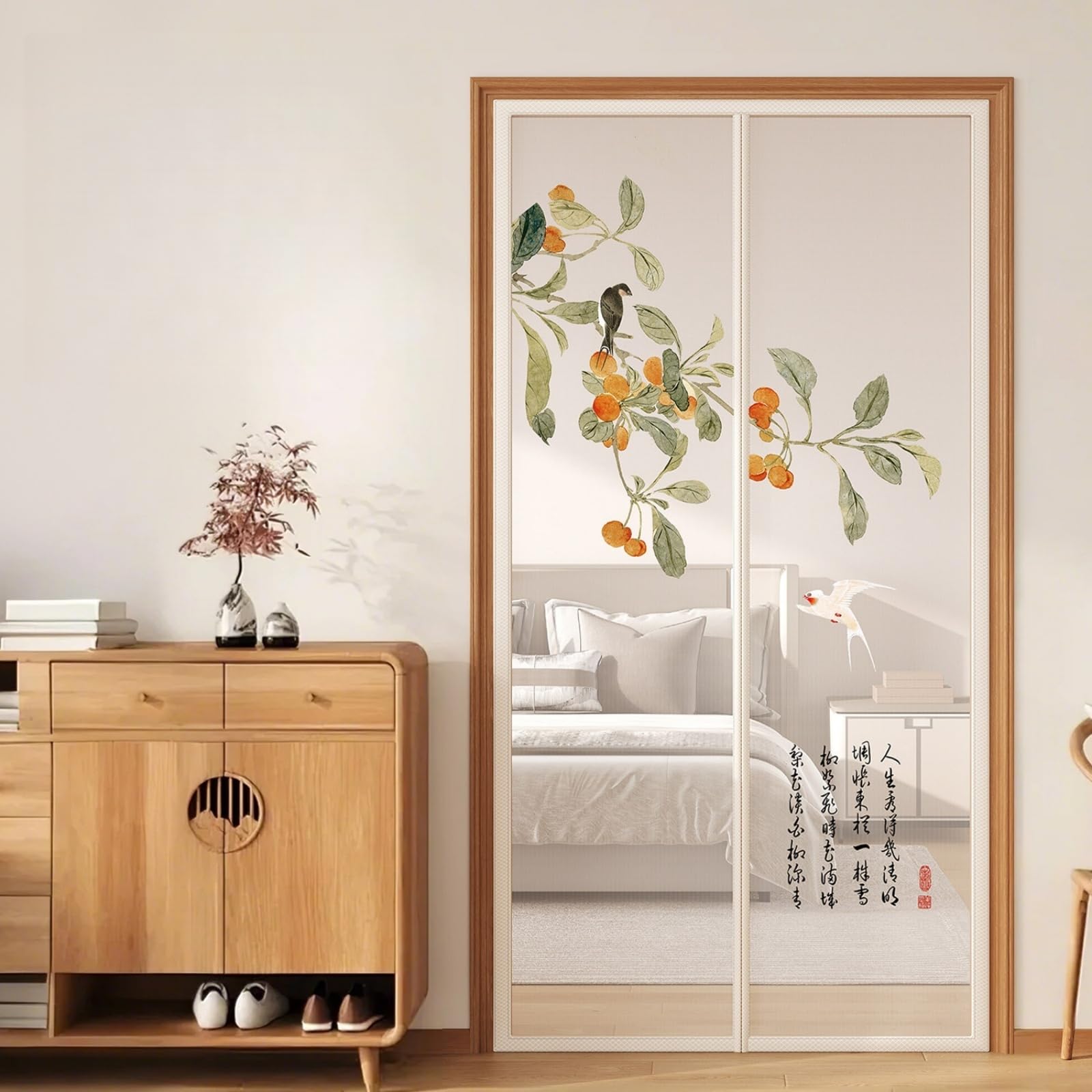 Hiseng Mosquitera Puerta Magnética, Malla de Tejido Fino, Mosquitera para Puerta con Imanes Potentes, Instalación Sin Taladro, Malla Transpirable y Antidesgarro (estilo B-2,100x210cm)