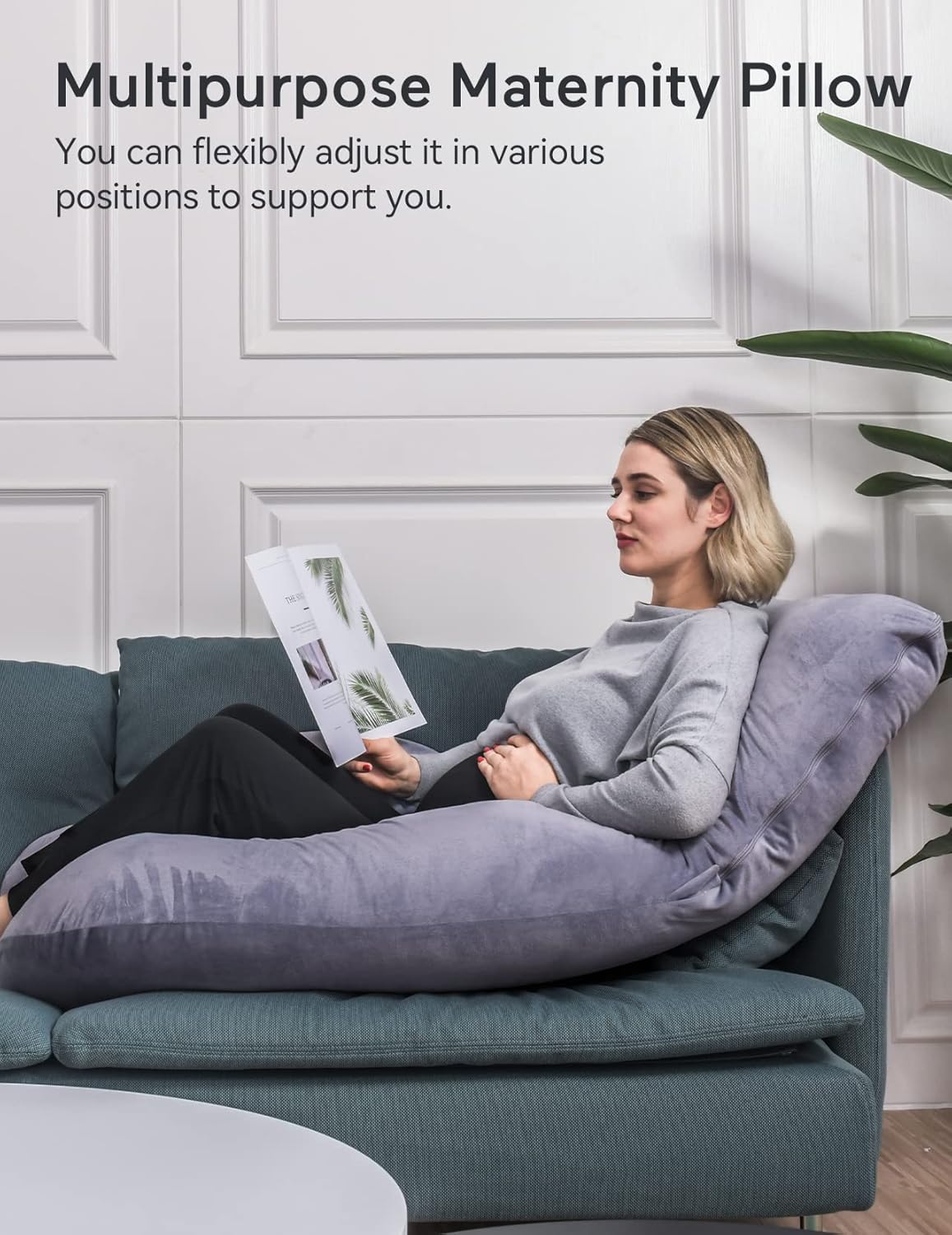 Momcozy Nursing Bras Brown Large, Pregnancy Pillows U Shaped Full Body Maternity Pillow with Removable Cover