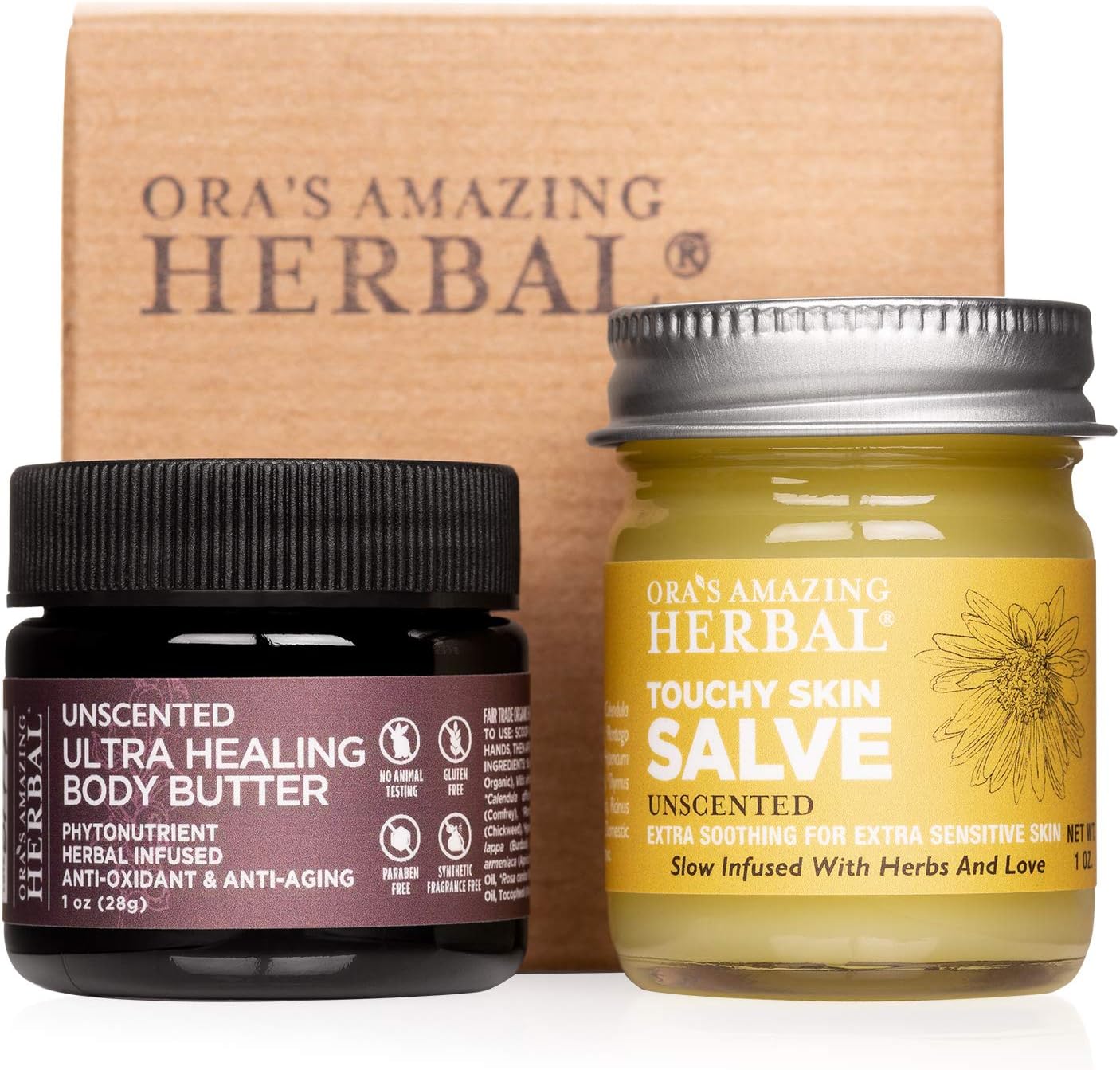 Eczema Relief, Touchy Skin Salve, Ultra Healing Body Butter, Eczema Cream, Eczema Balm, Herbal Salve, Travel Size, 1oz each