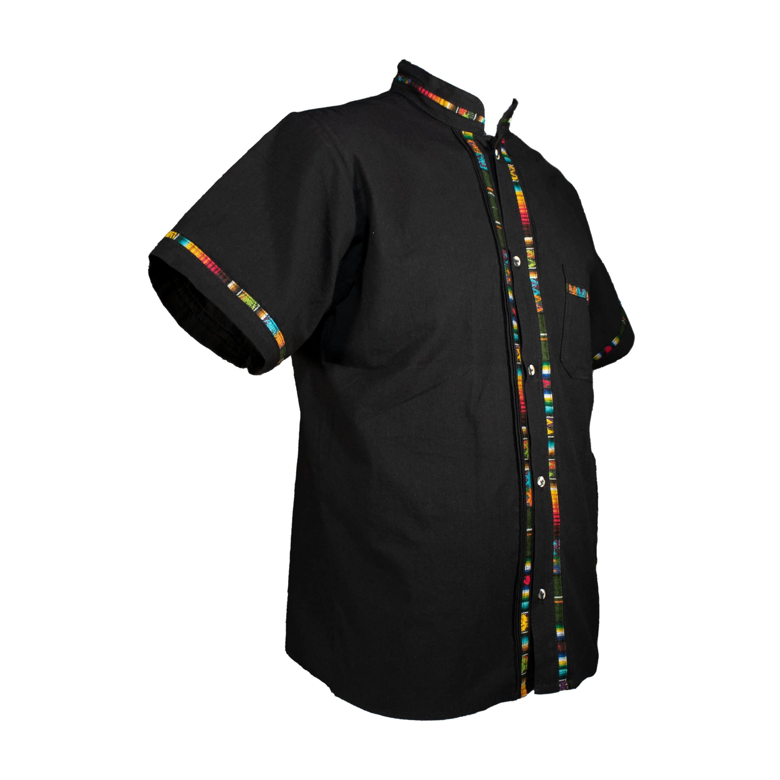 Men's Short Sleeve Mexican Guayabera Shirts Made in Mexico, Multiple Colors (3X-Large, Black)