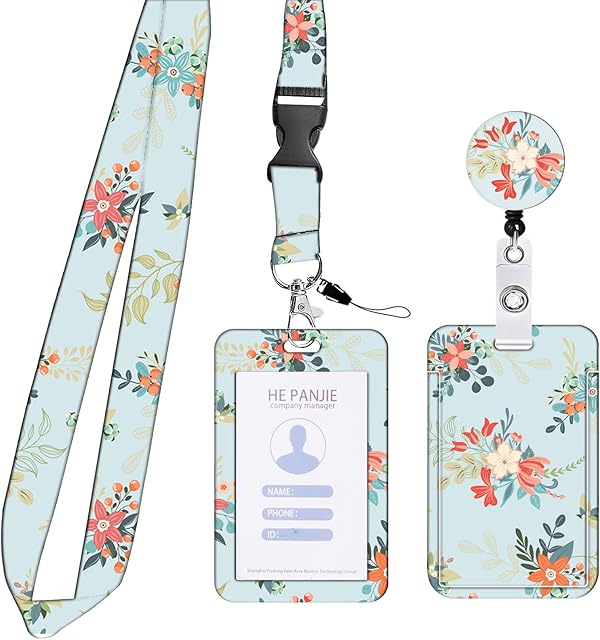 JKDHJK Plastic Card Holder Cute Lanyard Id Holder Retractable Id Card Holders Lanyard Neck Strap Lanyard with Card Holder for Women White Collar Nurse Doctor Teacher Badge Holder(Light Blue)