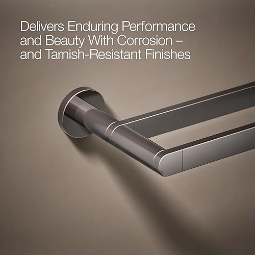 Miniatura 5 de Kohler K-73144-TT - Toallero de baño doble compuesto de 24 pulgadas, titanio Titanio vibrante.,Cromo pulido,Mate