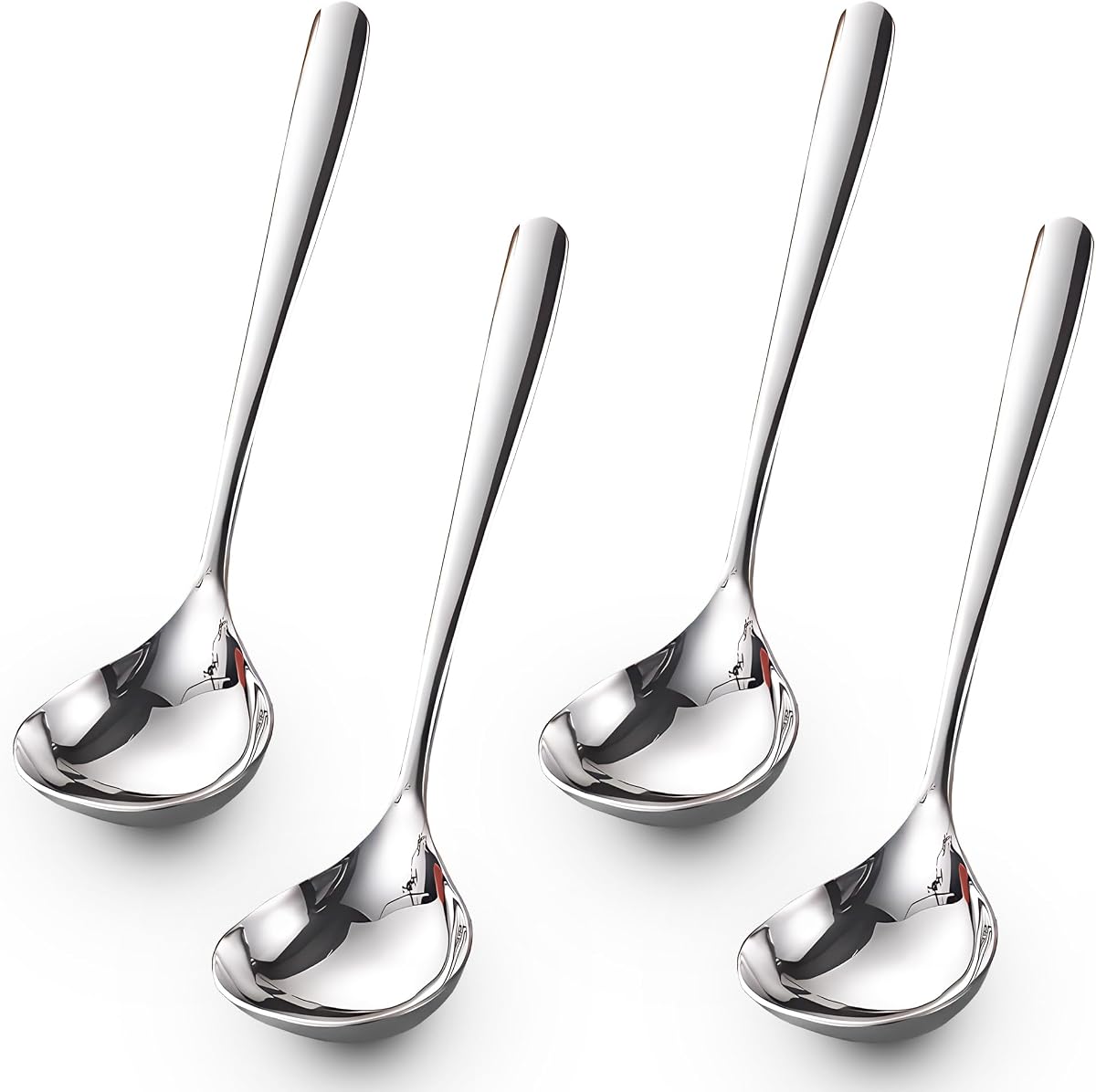 4 Pack Small Ladle Sauce Ladle SUS 304 Stainless Steel Small Serving Ladles Gravy Soup Spoon Ladles 8-Inch (Silver)
