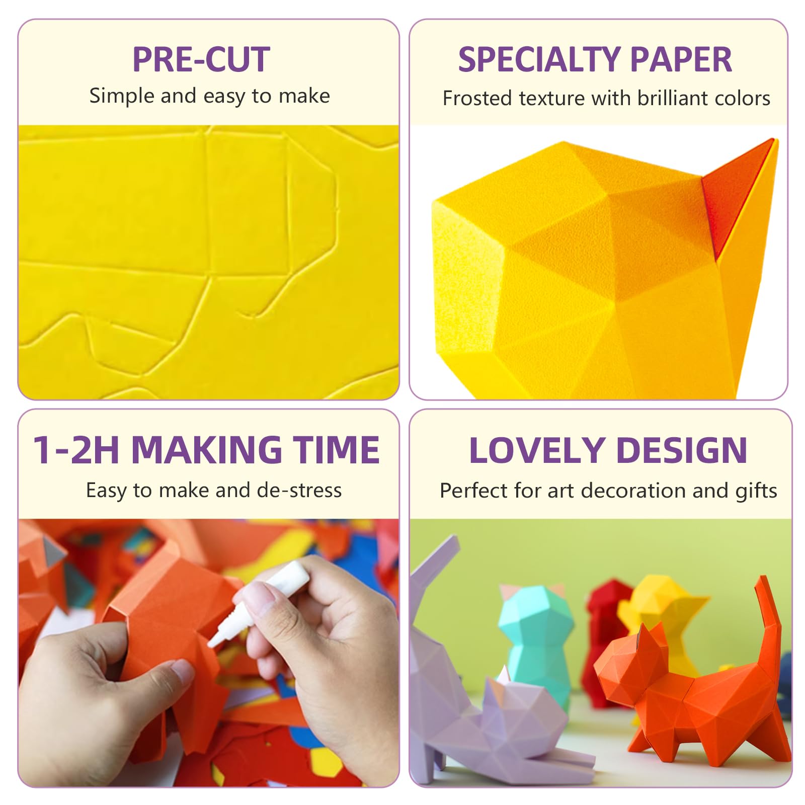 ORIGAMIPLANET Kit de bricolage en papier origami 3D, motif animal prédécoupé pour débutants, décoration de la maison, cadeau amusant pour adultes et adolescents, orange ORIGAMIPLANET Kit de bricolage en papier origami 3D, motif animal prédécoupé pour débutants, décoration de la maison, cadeau amusant pour adultes et adolescents, orange