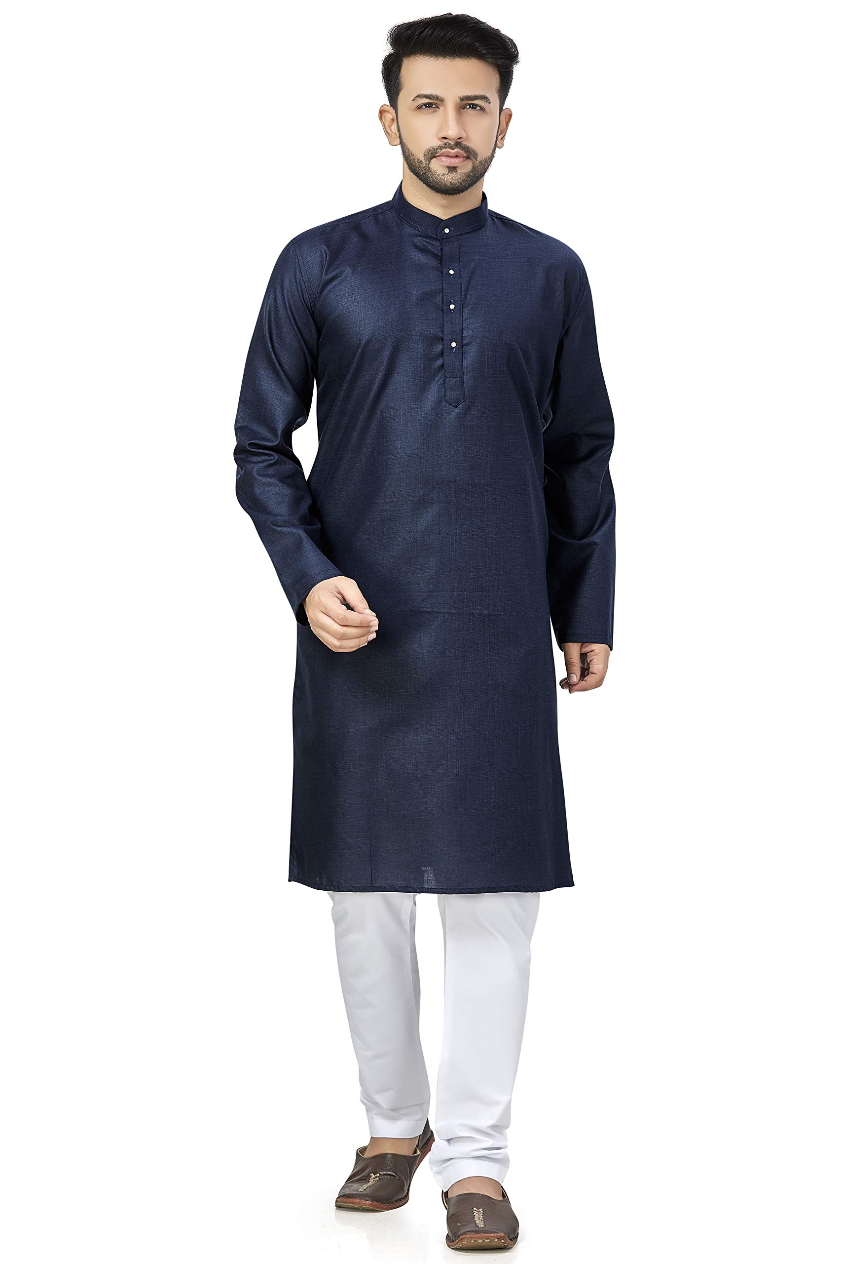 Be Active Men's Cotton Solid Regular Fit Kurta (Rfsk0001 12-1- Blue_Xl)