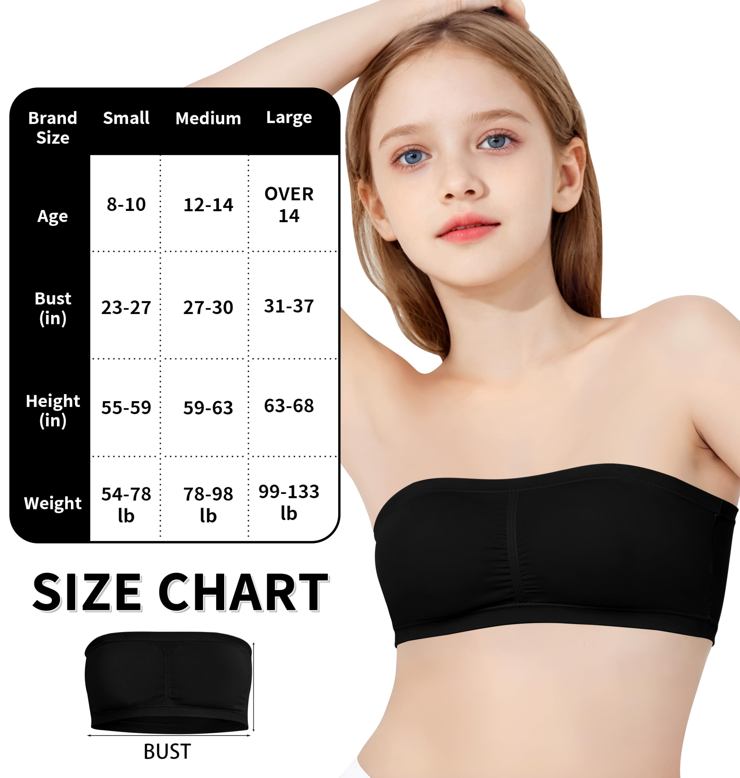 DANSHOW Soutien-gorge d'entraînement sans couture pour adolescentes, 2 paires de bretelles transparentes réglables, rembourrage amovible