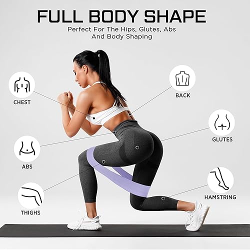 Miniatura 4 de 12 bandas de resistencia de tela para hacer ejercicio, bandas elásticas antideslizantes para piernas y sentadillas, bucle de resistencia para