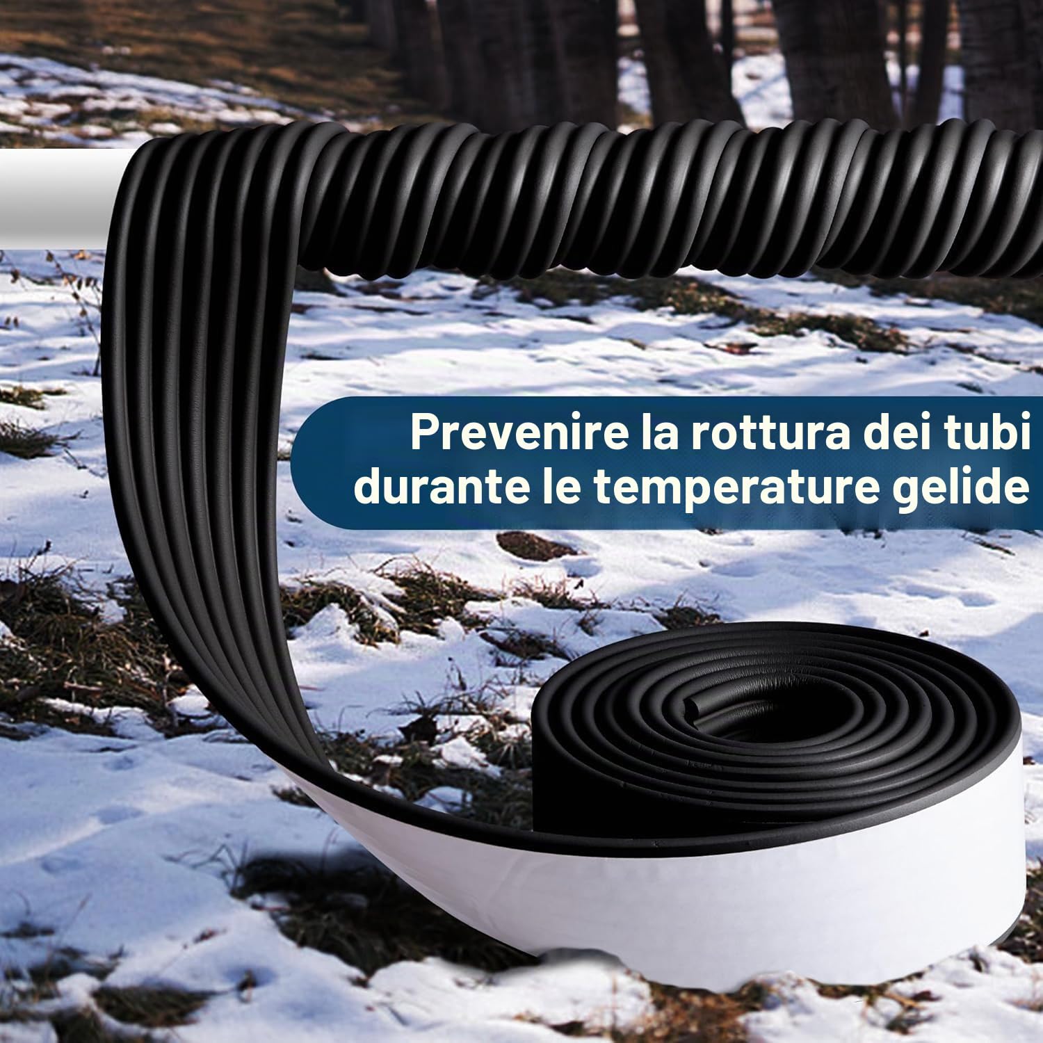 8 cm x 5 m, isolamento per tubi per esterni, isolamento, isolamento, tubi di riscaldamento, tubo di riscaldamento ad alta densità, con autoadesivo, riduzione del rumore