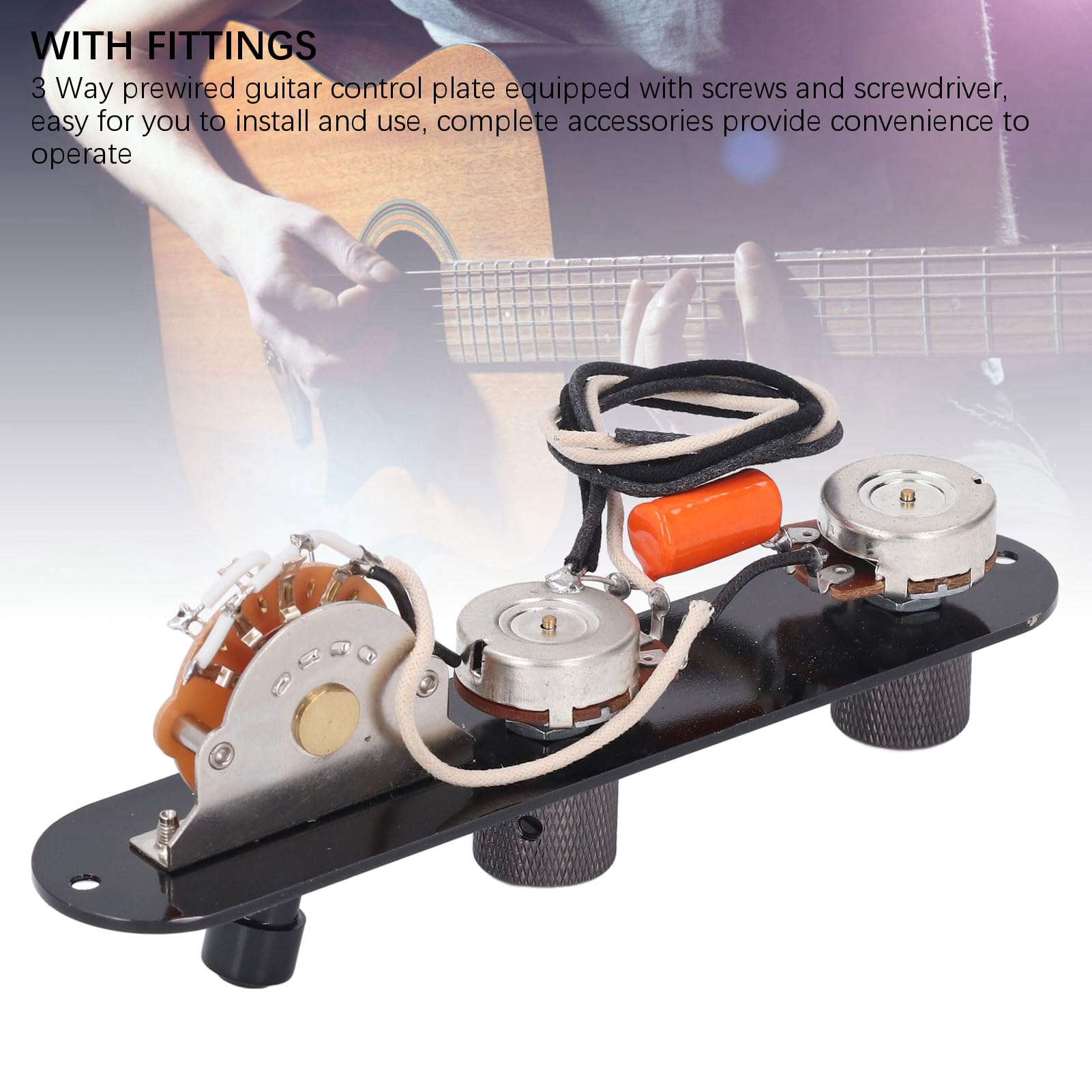 Telecaster Guitar Control Plate 3 Way Prewired Loaded with Blade Switch - Image 4