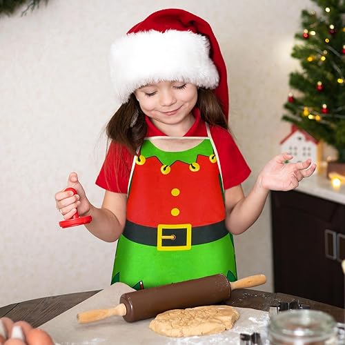 Miniatura 7 de SINORANGE Delantal de Navidad para niños y mujeres, cena de Navidad, fiesta, cocina, horneado, manualidades, limpieza de casa, cocina