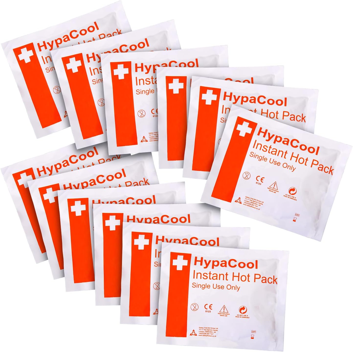 Safety First Aid Group Group HypaCool Instant Hot Packs, Disposable First Aid Sports Injuries and Pain Relief Pack of 24 - (15 x 12 cm)