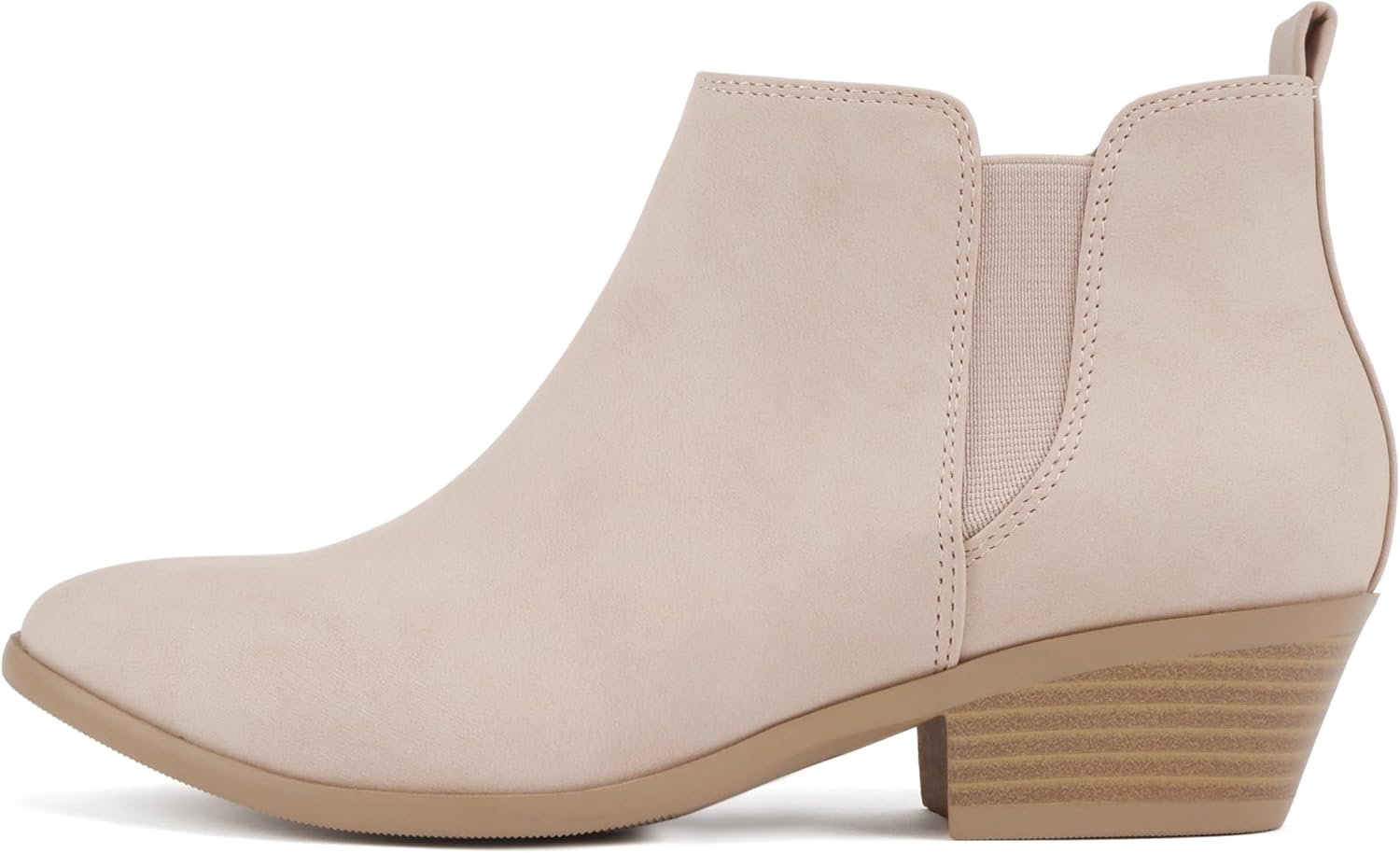 Soda “CHARMER” ~ Women Pointed Toe Elastic Gore Low Heel Ankle Bootie with Zipper Closure