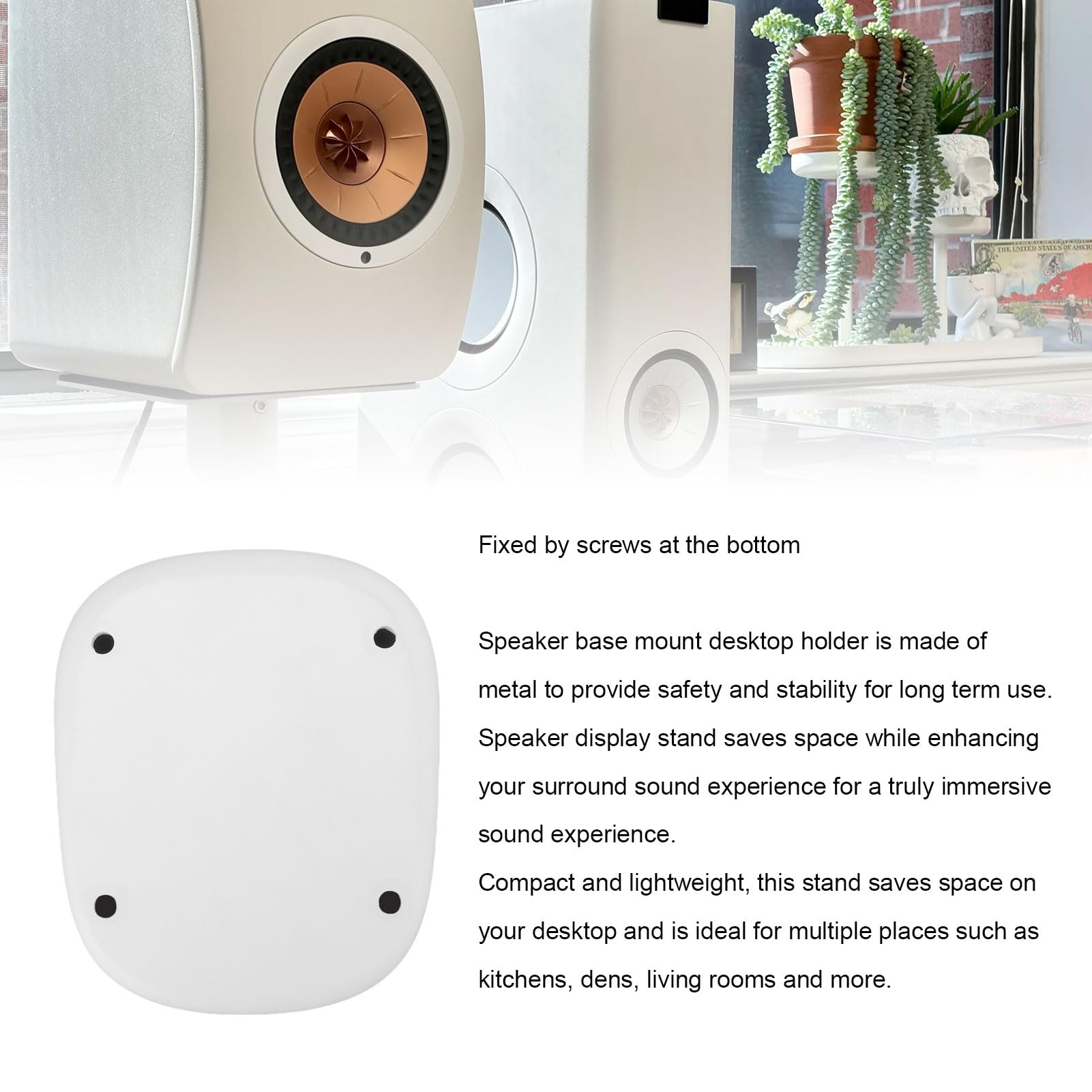 XUMIUZIY Metalowy Stojak na Głośnik Stacjonarny |Antypoślizgowy Uchwyt Redukujący Wibracje do LS50 Wireless II (WHITE)