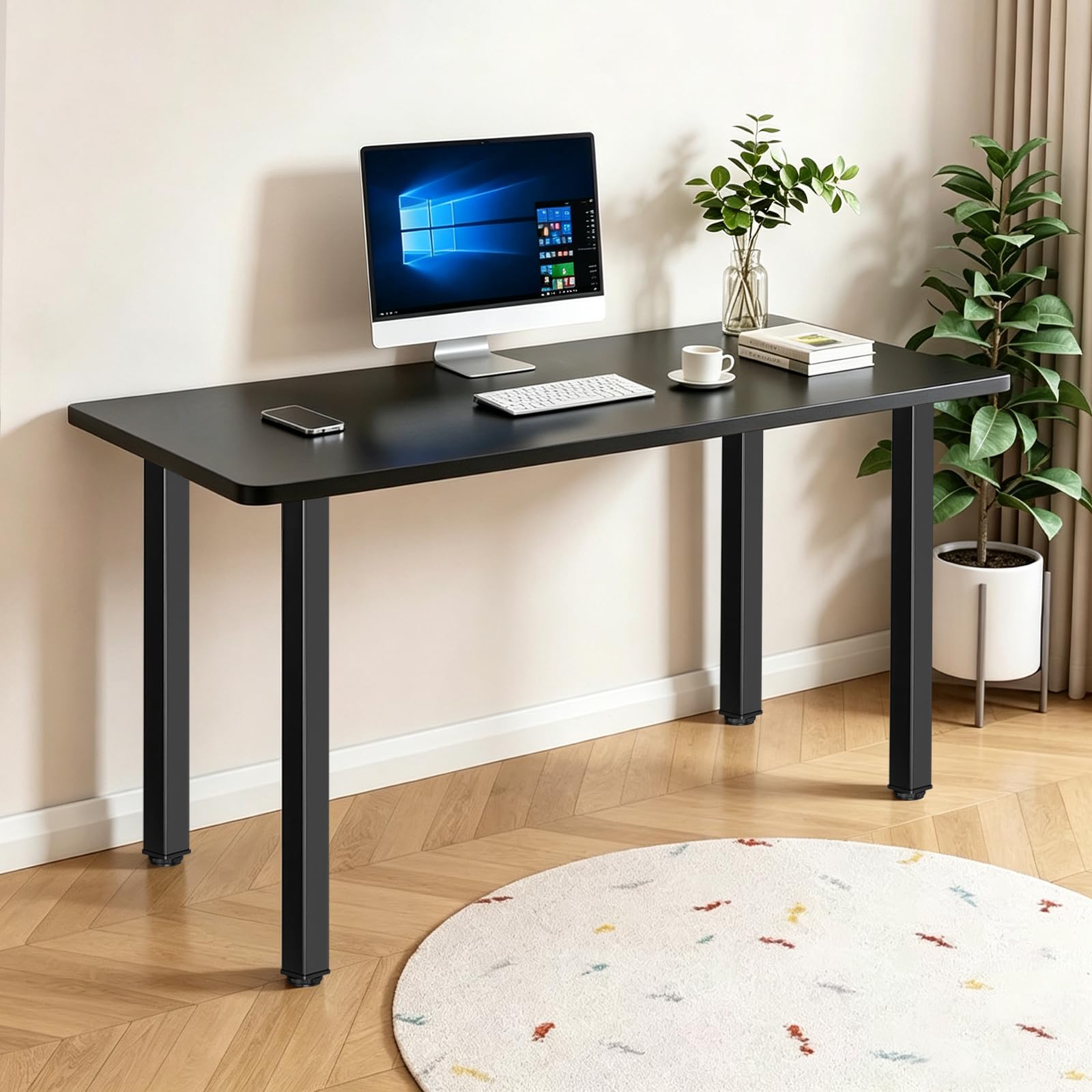 Jahof Patas para Mesa Regulables 70cm, Pies para Muebles Ajustables, Calibre 50x50mm, Juego de Piernas de Acero con Tornillos para Escritorio, Encimera (4 Piezas, Negro)