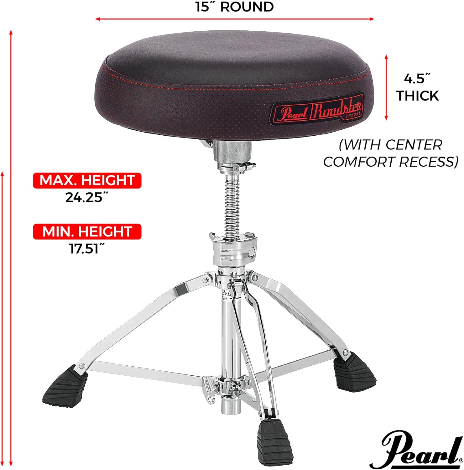 Pearl Roadster Drum Throne Seat Multi-Core Donut Short Stool (D1500S)