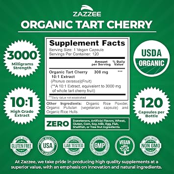 Zazzee Herbal Uric Acid Cleanse Bundle | USDA Organic Dandelion Root Extract Capsules Plus Super Concentrated 10:1 Organic Tart Cherry Extract Capsules | Non-GMO Vegan & ISO Lab Tested