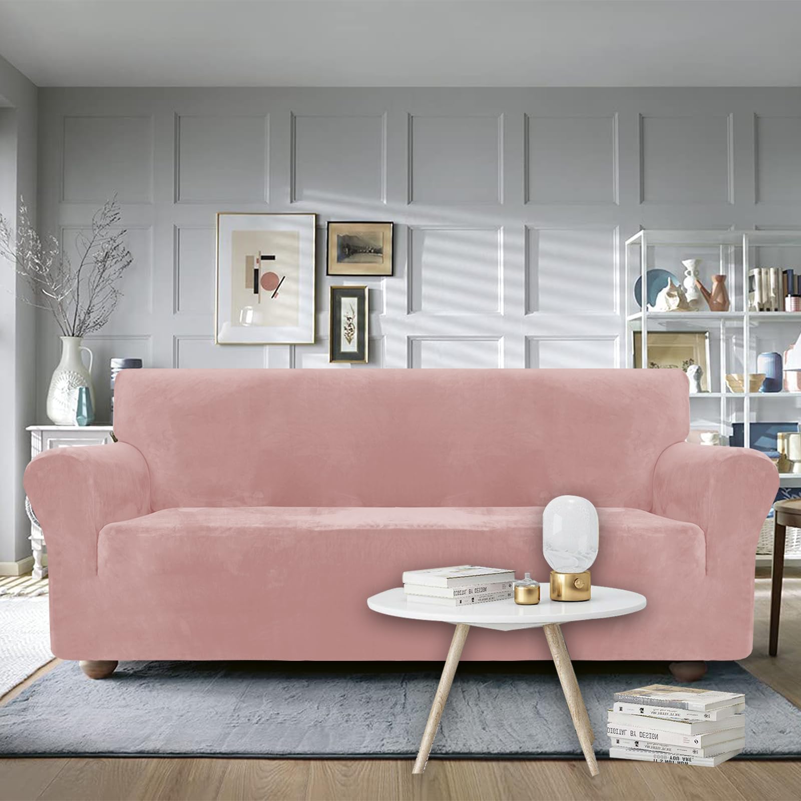 Ystyle Copridivano Velluto, Copri Divano 2 Posti Con Braccioli, Copridivano Antigraffio Gatto, Copridivano Elasticizzato, Universale Copridivani Antimacchia Lavabile Antiscivolo, Rosa