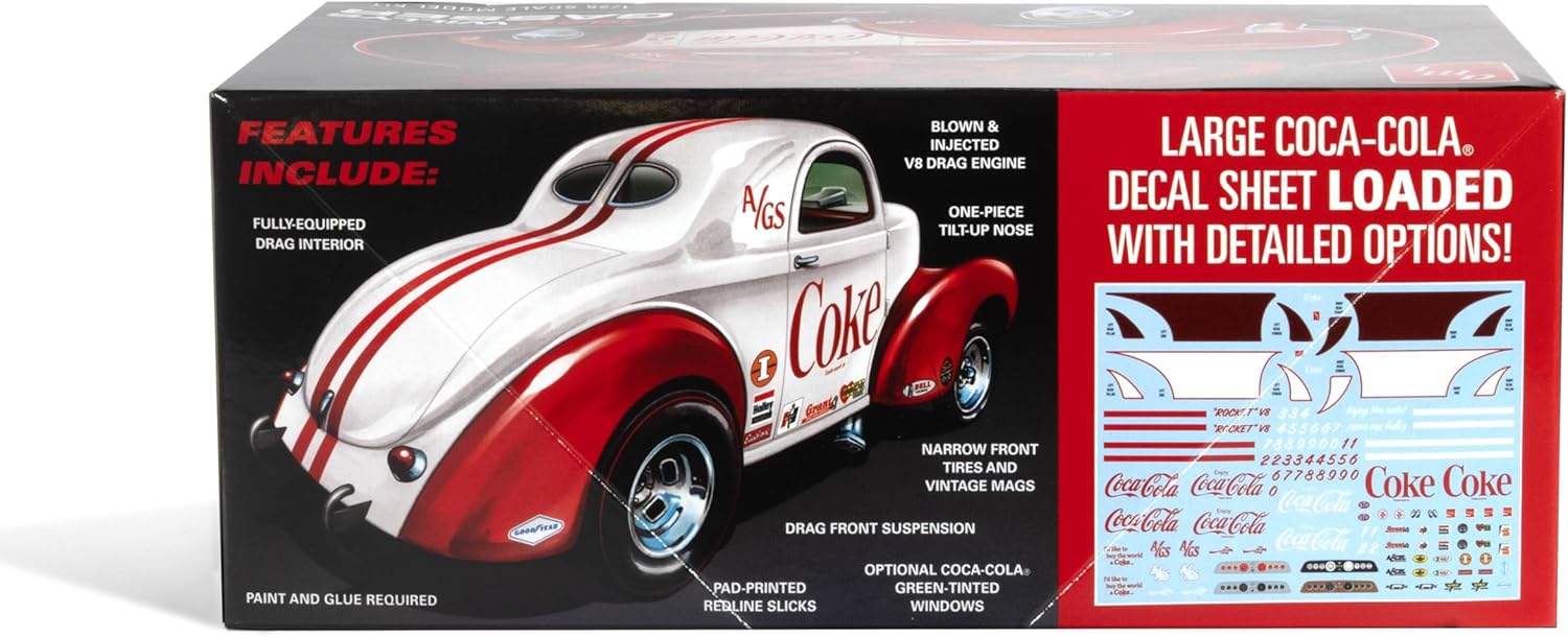 AMT 1940 Willys Coupe (Coke Race Team) 1:25 Scale Model Kit - Image 3