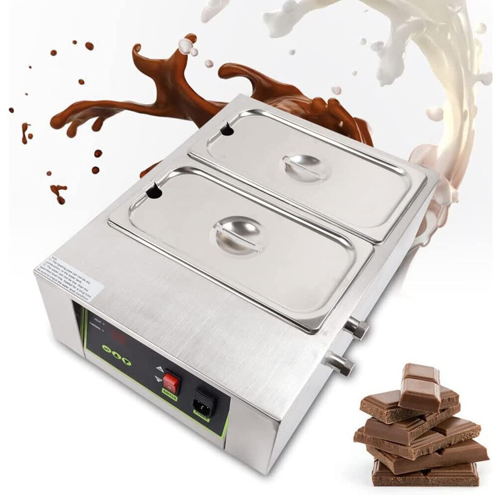 COYEUX Riscaldatore Elettrico per Cioccolato da 1500 W, Macchina per Il Cioccolato con 2 pentole, Temperatura Regolabile 30-85 ℃ o Formaggio al Cioccolato Fai da Te per la casa