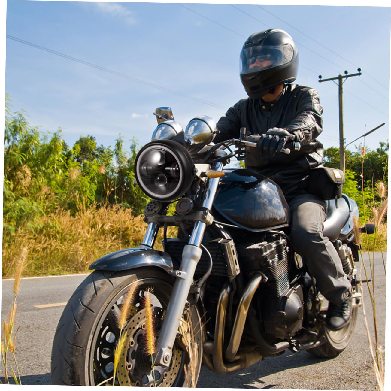 Faro a LED per Motocicletta Retrò, Lampada LED Resistente All’Usura Luce di Guida Notturna, Proiettore per Moto Adatto a Condizioni Meteo Avverse e Guida in Nebbia
