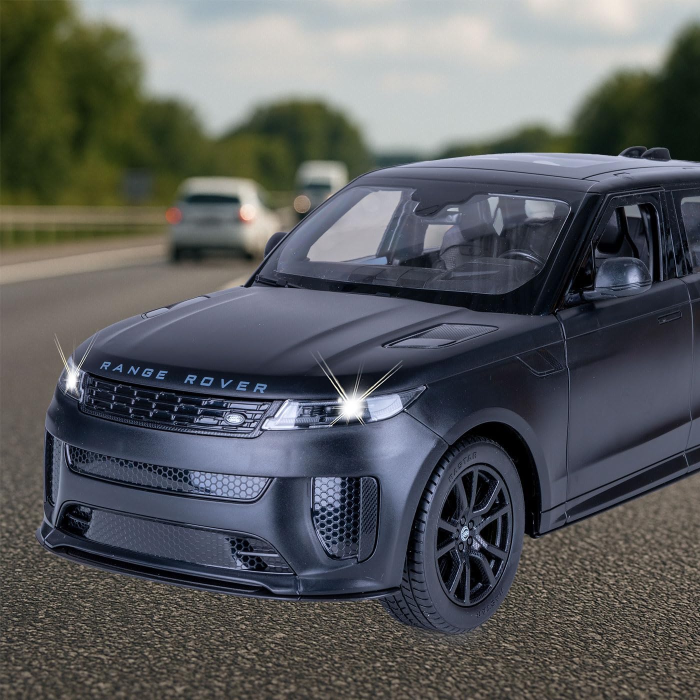 JAMARA 402245 Range Rover Sport SV 1:14 2,4 GHz – drzwi ręczne, zdalnie sterowany samochód RC, samochód zabawkowy dla dzieci z pilotem zdalnego sterowania, model samochodu, pomysł na prezent dla