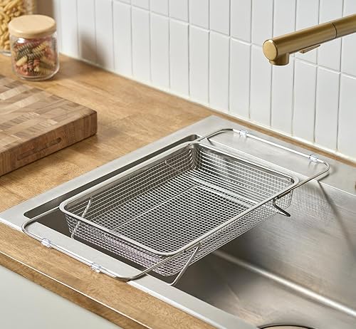 Miniatura 2 de Extendable Dish Rack with Feet, Vegetable Colander Basket, Stainless Steel Dish or Silverware Drying Rack, Ultimate Kitchen Organizer Over The Sink