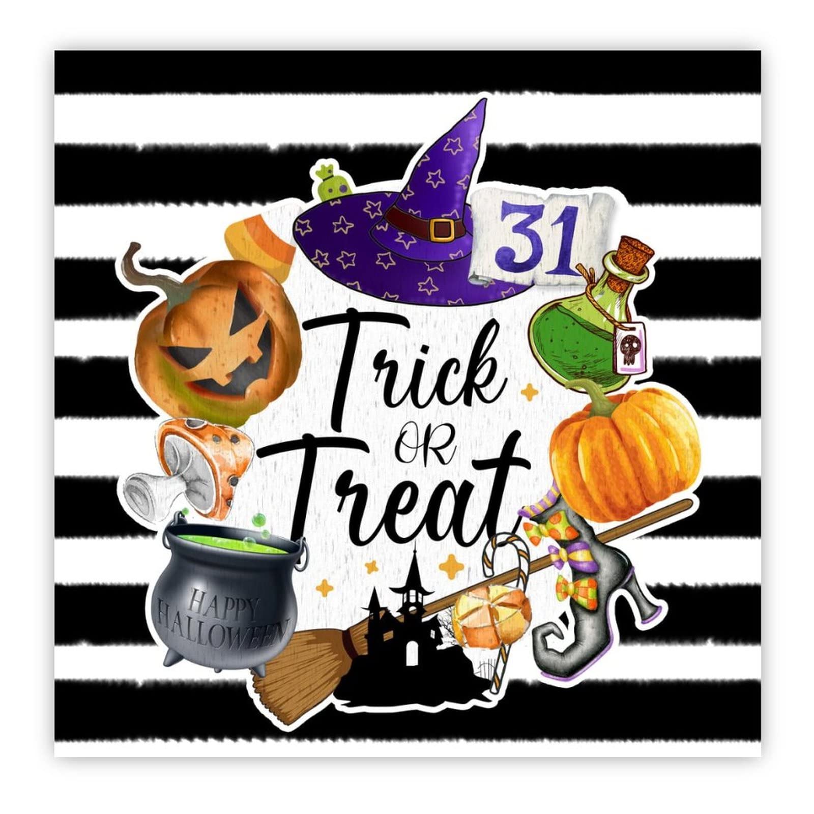 Panneau en bois Halloween Trick or Treat pour décorer votre entrée avec charme et authenticité