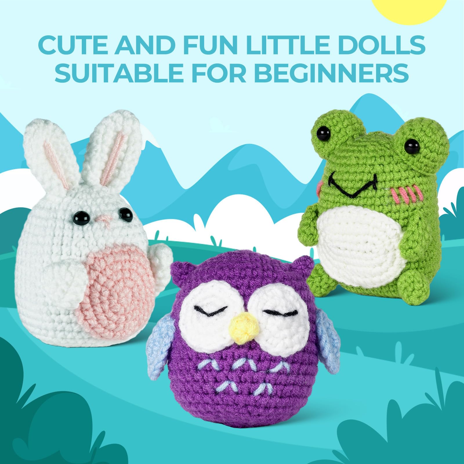 RoseFlower Kit uncinetto principianti, Crochet kit per principianti all'uncinetto con tutorial video passo passo, uncinetto set di animali fai da te per bambini e adulti, Regali per Chi fa Uncinetto