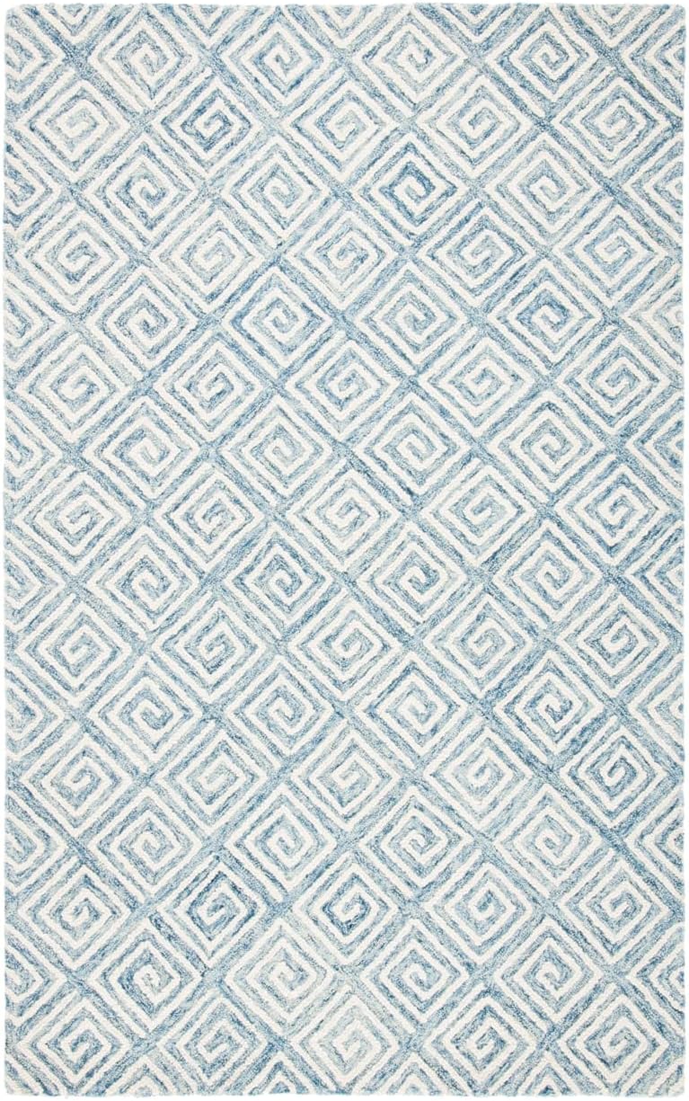 Safavieh Metro Collection Area Rug - 6' Round, Light Blue & Ivory, Handmade Wool, Ideal for High Traffic Areas in Living Room, Bedroom (MET455L)