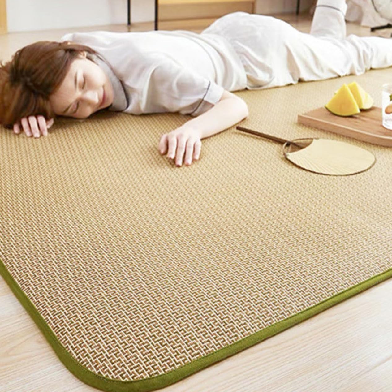 Amazon｜[YXSNG] 籐敷物 優雅 カーペット つる 滑り止め 洗える 夏用