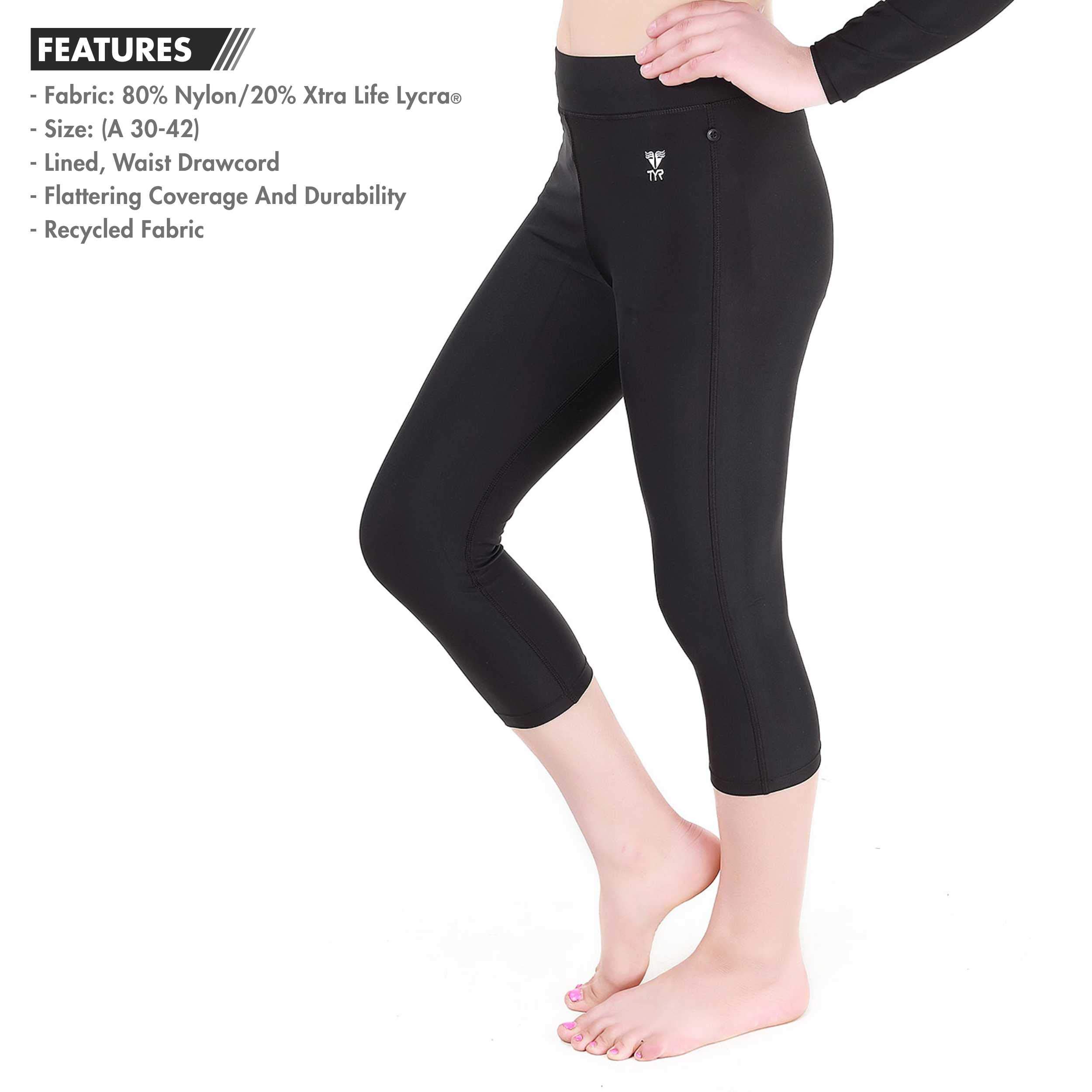 TYR Women's Nylon Eco Capri (Black, S/32) 1