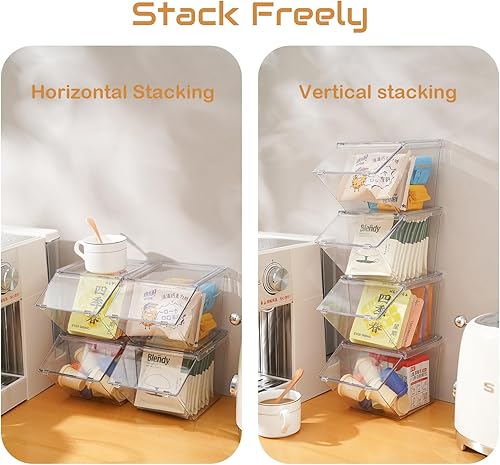 Miniatura 4 de Paquete de 2 organizadores apilables de bolsas de té y 3 niveles cuadrados Lazy Susan