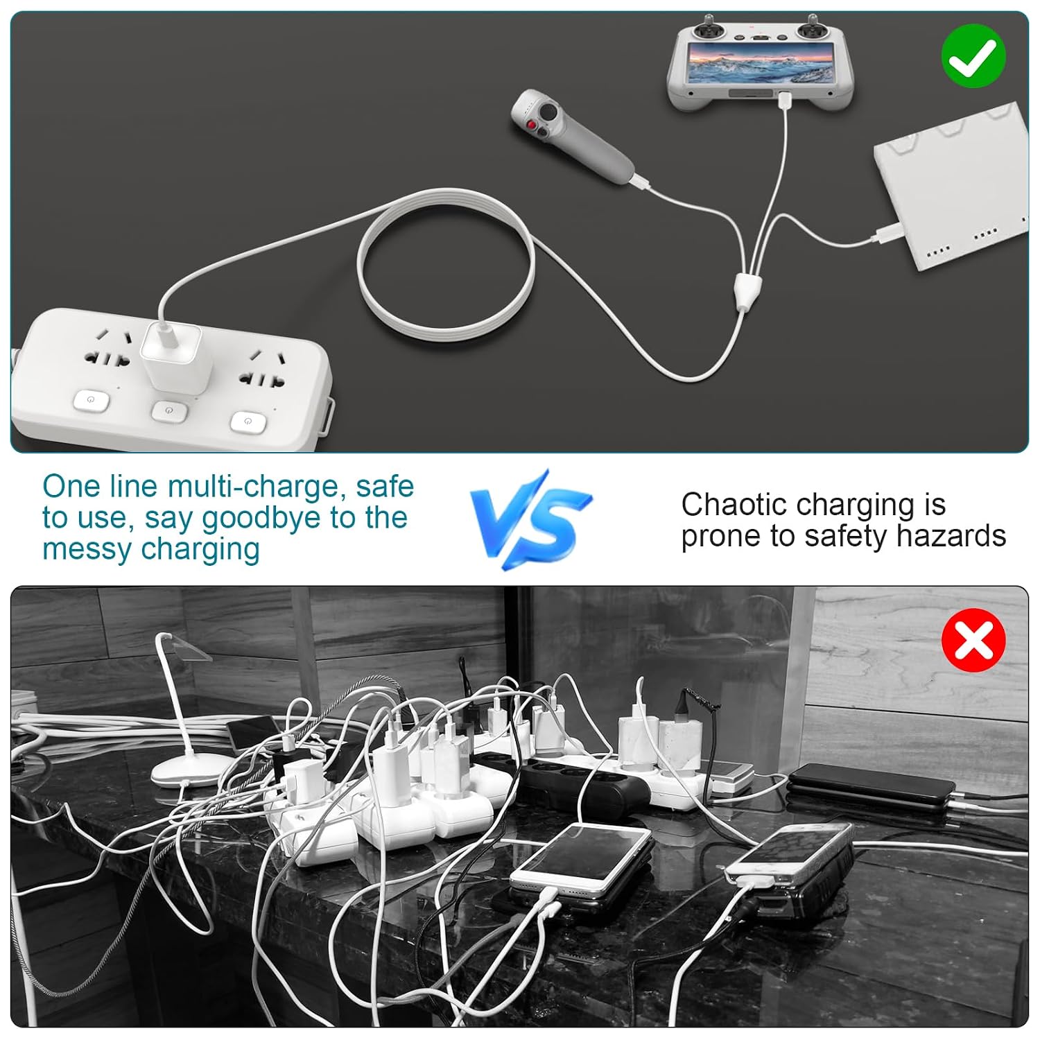 Alitutumao 3 in 1 DJI Mini 3 Pro Charging Cable, USB C to USB C Charger Cord Compatible with DJI Mini 3 Pro, Mavic 3, Air 2S, Mavic 3 Remote Controller, White image 4