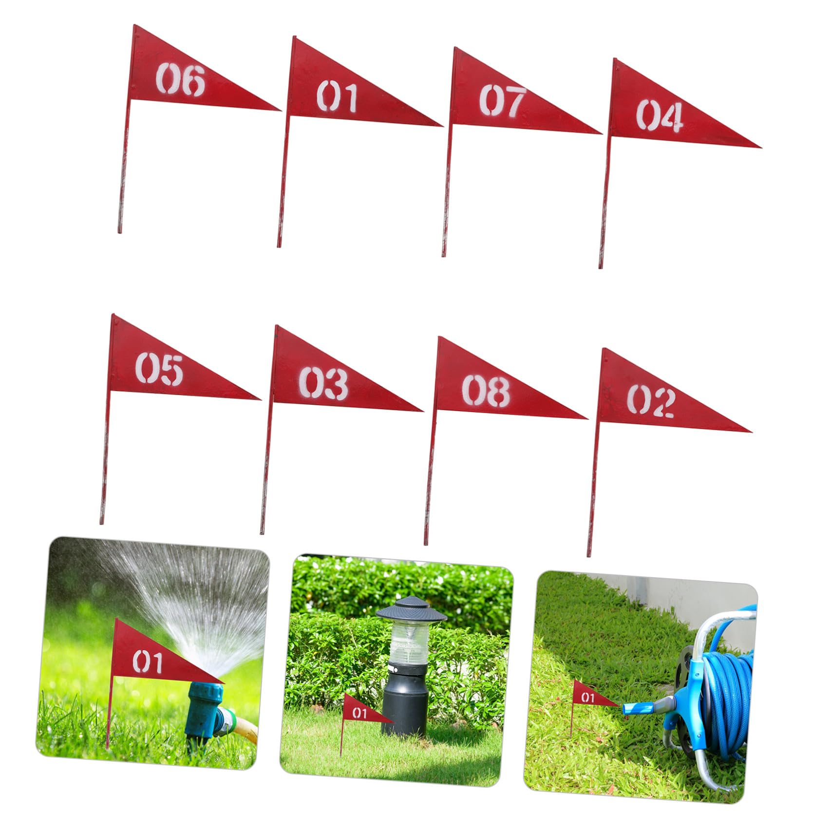 SUPVOX 8 Bandierine di Segnalazione Rosse da Giardino Triangolari, Marcatori per Prato e Irrigazione, Piccole Bandiere di Utilità per Segnaletica Esterna e Marcatura Paesaggistica