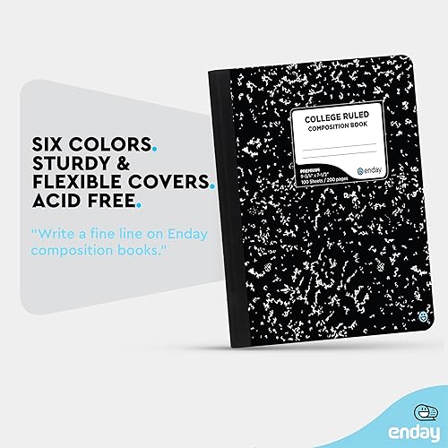 Miniatura 4 de Emraw cuaderno de composición con cubierta de estilo mármol de color blanco y negro, con 100 páginas de papel blanco con renglones angostos, 4