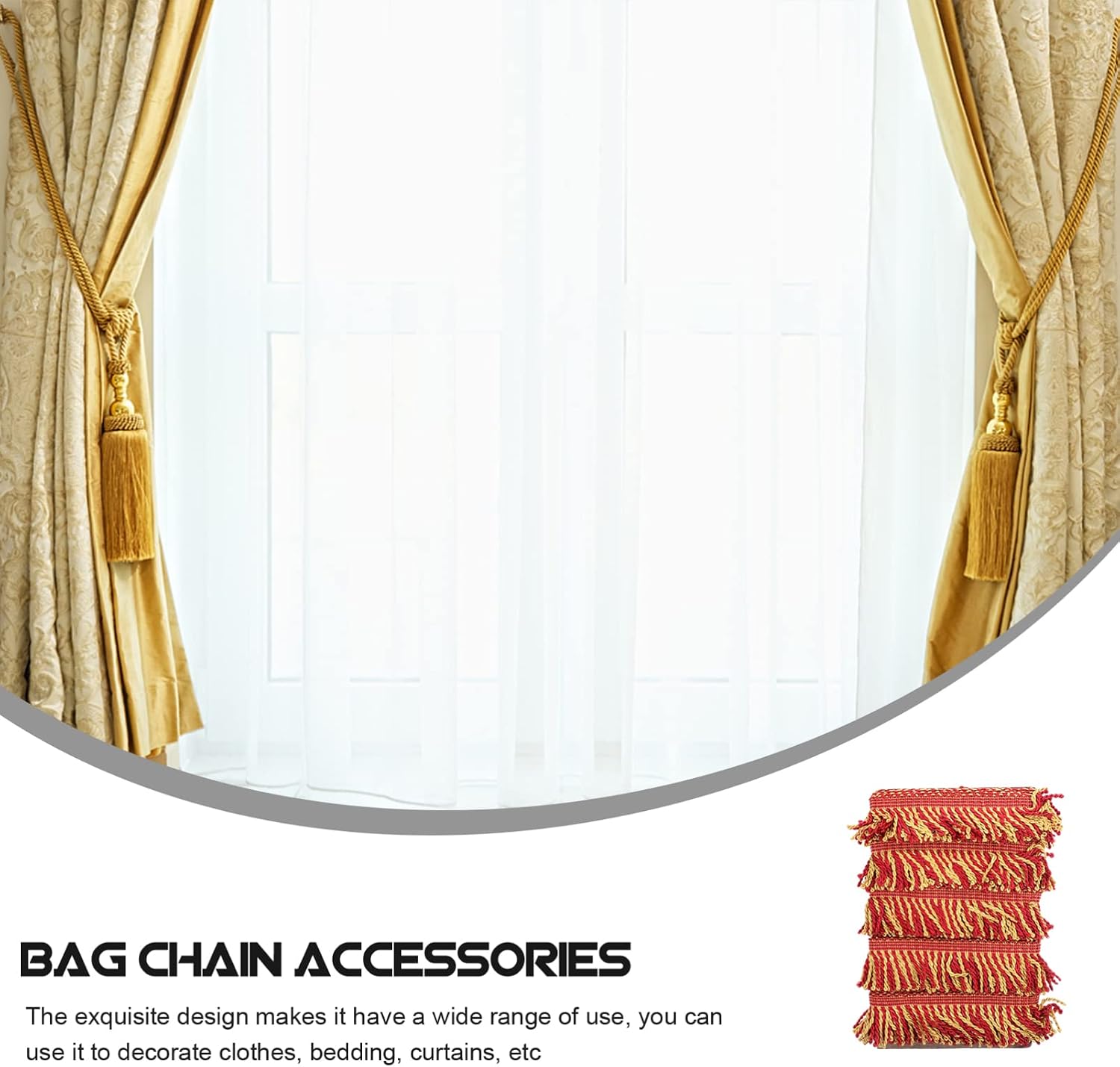 Curtain Tassel Fabric Trim Xmas Delicate Fringe Trim for Curtains