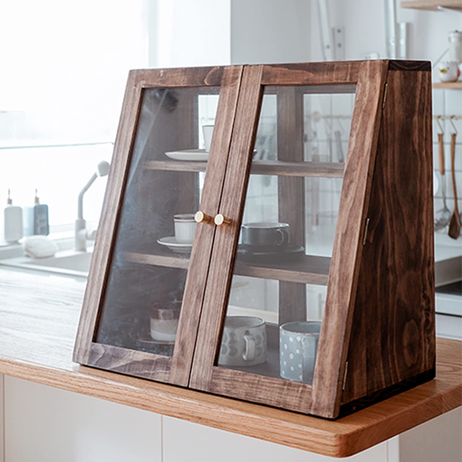 Große 3-lagige Brotbox mit transparenten Fenstern, Brotaufbewahrungsbehälter für Geschirr und Lebensmittel-Restaurant-Vitrine