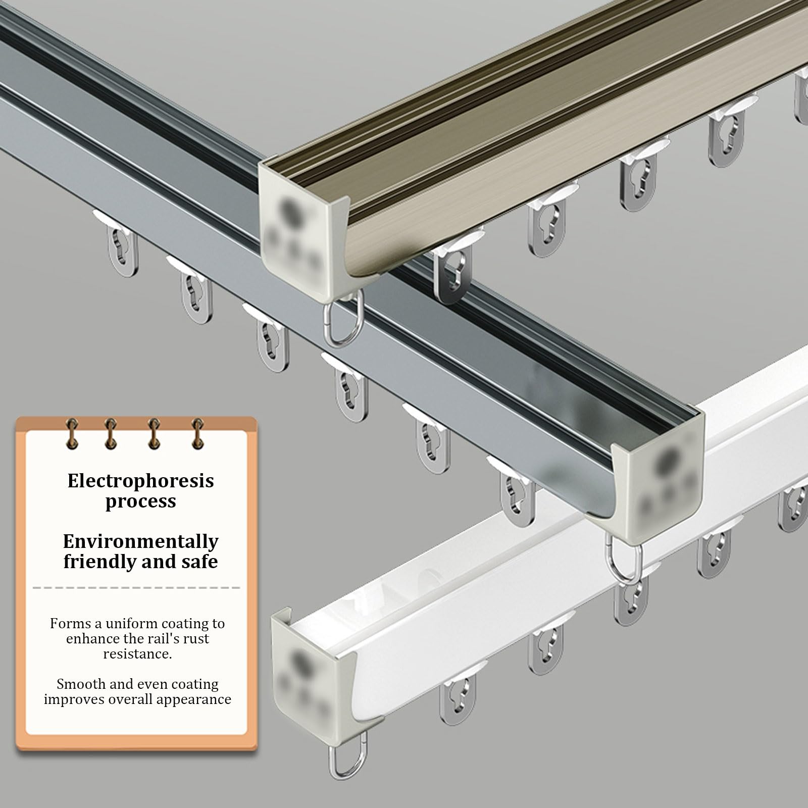 Arnto System szyn do zasłon 400 cm (4 x 100 cm) do montażu na ścianie i suficie, wszechstronne kolory do dzielenia pomieszczeń, Arnto - zwiększ swoją przestrzeń ze stylem