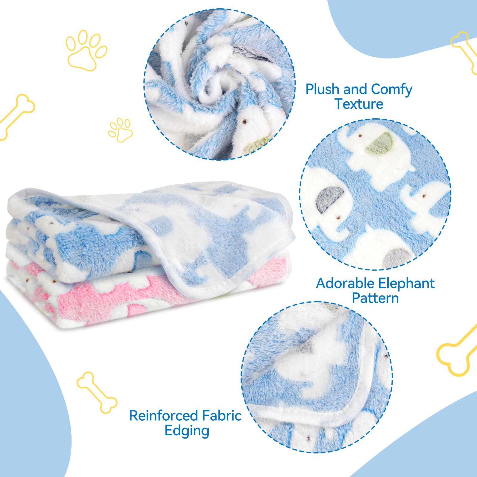 Neerow Dog Blanket Washable, 76 × 52 cm Cat Blanket, 2 Pack Fluffy Puppy Blankets for Indoor Cats Dogs Bed Sofa Travel - Image 4