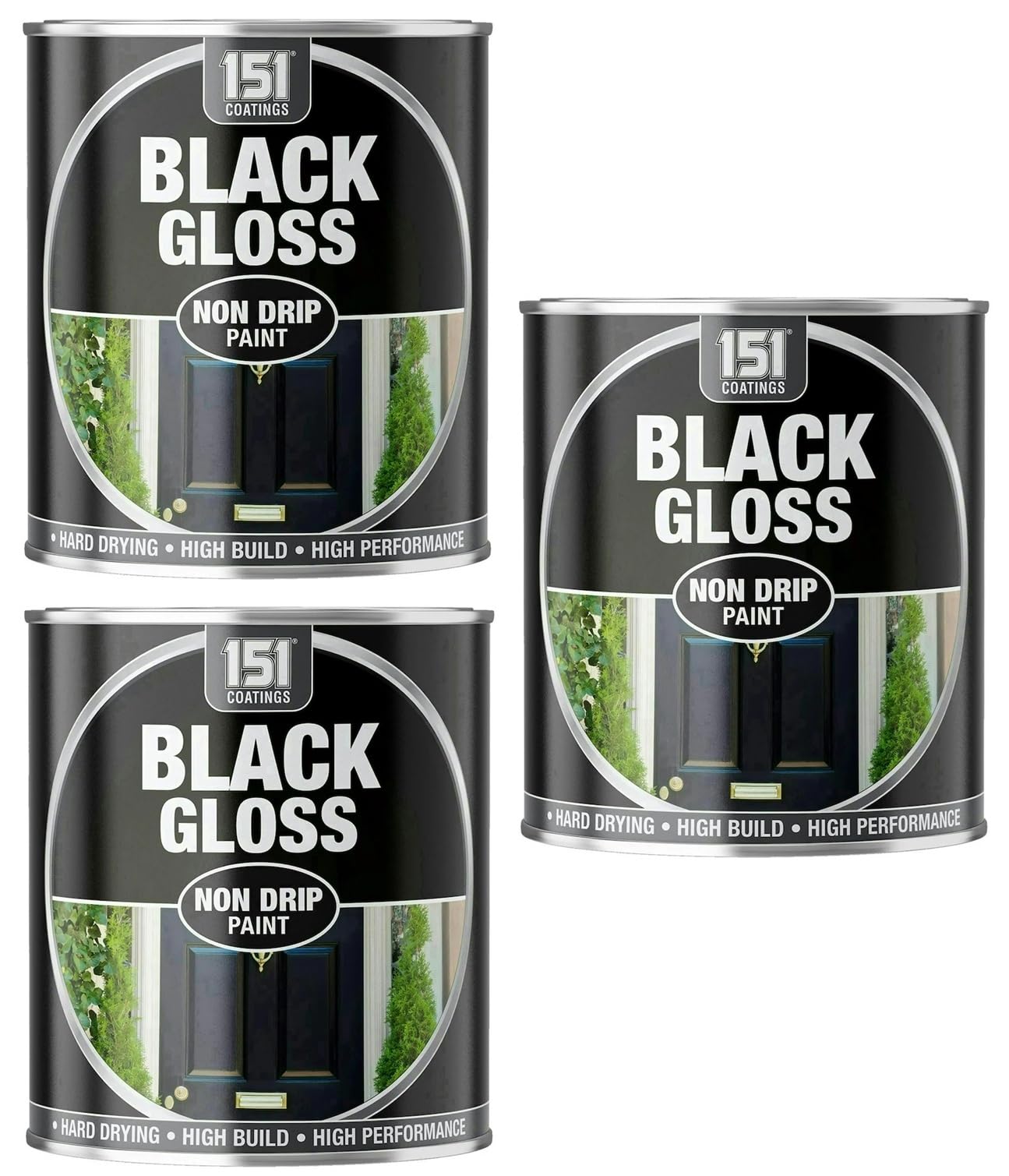 VARNOX, Black Gloss Non-Drip Paint 300ml – Hard-Drying, High-Performance Gloss with Durable Hard-Build Formula – Ideal for Wood, Metal & Concrete – Interior & Exterior Use (3PCS)