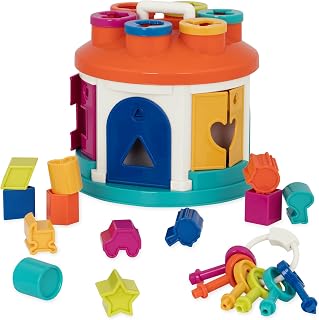 Battat – Shape Sorter House – Color and Shape Sorting Toy with 6 Keys and 12 Shapes for Toddlers 2 years + (14-Pcs)