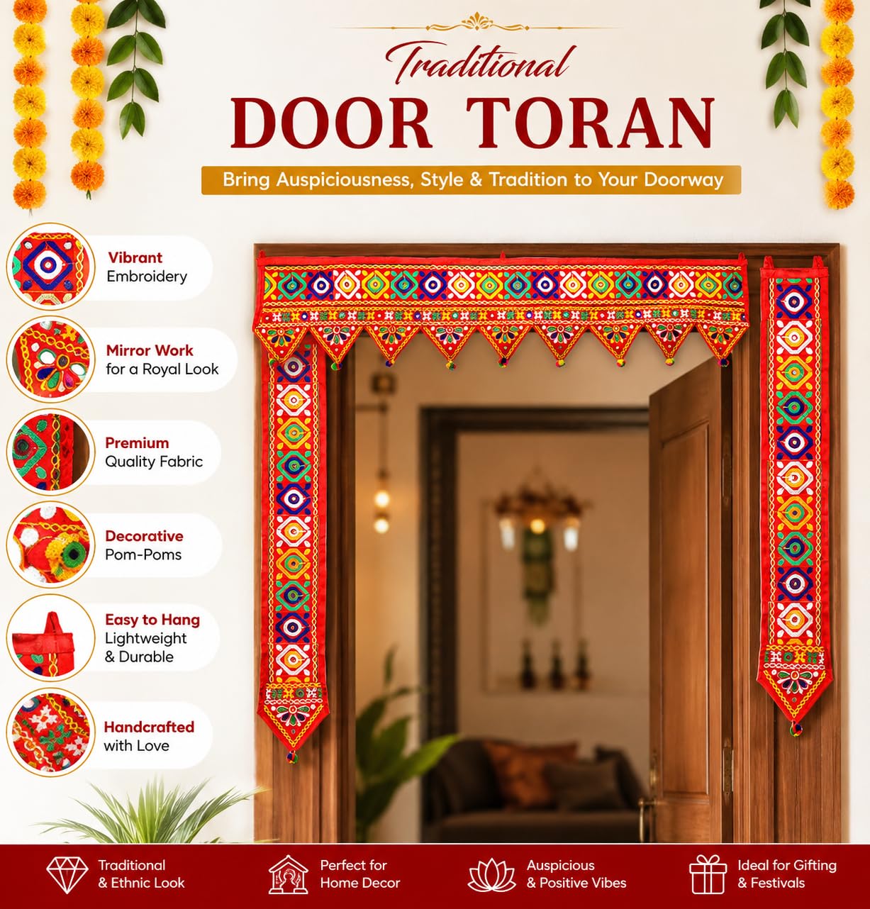 Krishna Handloom Gujarati Toran for Wedding Decoration | GAO KI AMMA KA PYAR SE BENA HUA-image-26
