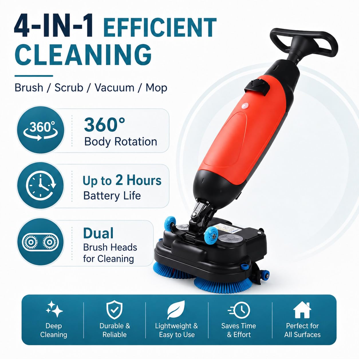 Pulitrice Pavimenti Professionale, 45 cm, 360 RPM White