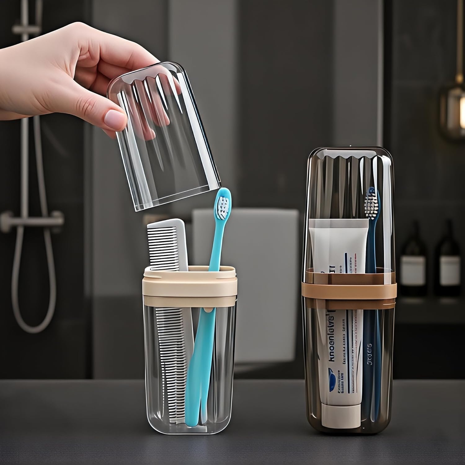 SR 2 pcs Square Transparent Toothbrush Cover Case | Portable Plastic Toothbrush Holder & Anti-Bacterial Tooth Brush Protector | Germ Protection Bathroom Accessory for Home & Travel (Multicolor) (2)-image-16