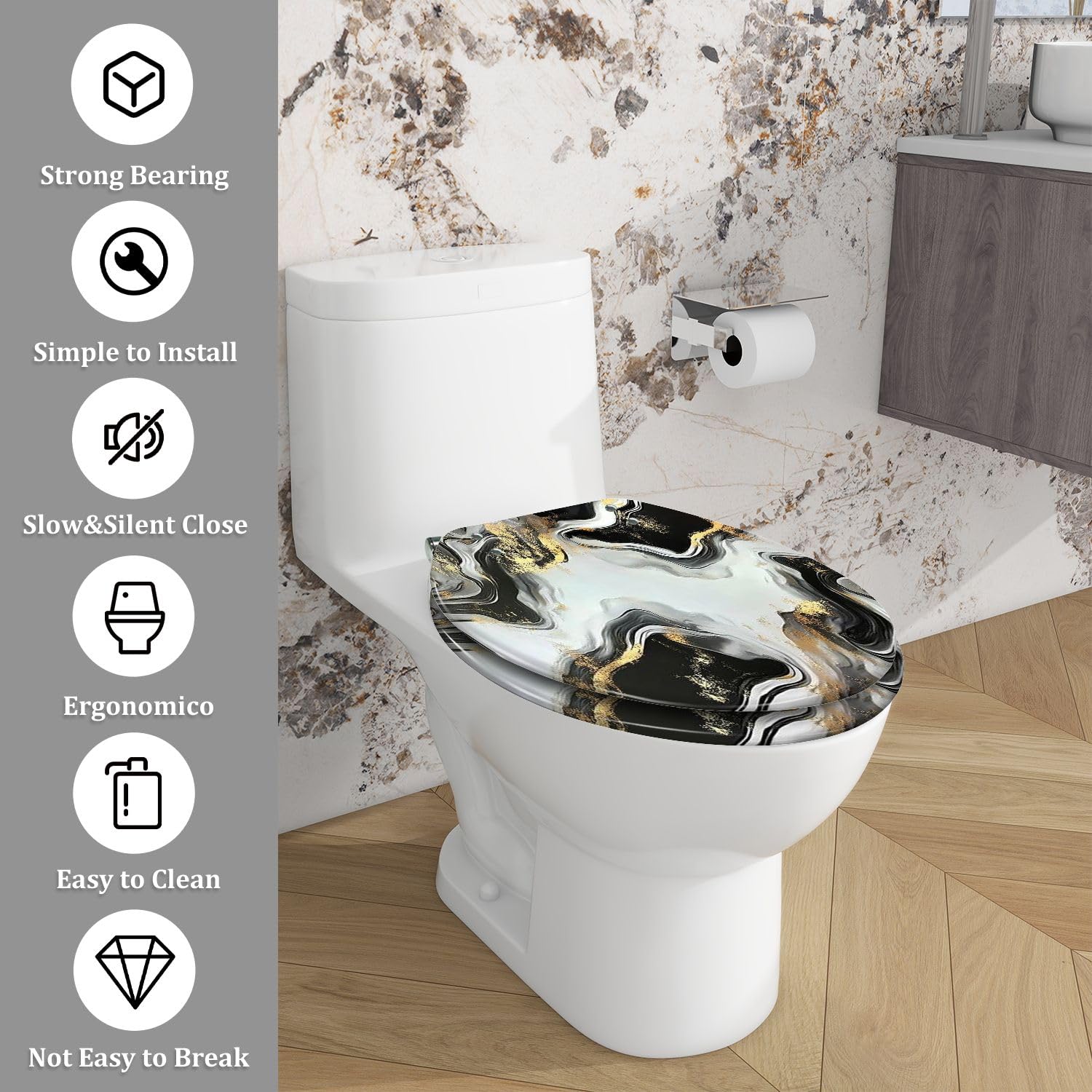 Bisagras de liberación rápida para asiento de inodoro para baño