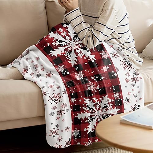 Miniatura 3 de Manta de Navidad, manta de franela sherpa súper suave para cama, sofá, ligera y acogedora copo de nieve, simple de 50 x 80 pulgadas para bebés,