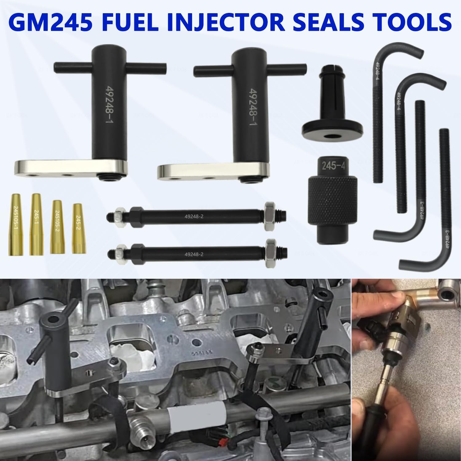ZKTOOL GM245 Fuel Injector Rail Assembly Remover Tool Fuel Injector Seals Install Replace Tools Set Compatible with Cadillac Saturn Pontiac Chevrolet Subaru 6706 EN-49248 EN-49245 EN-51105 18683AA000