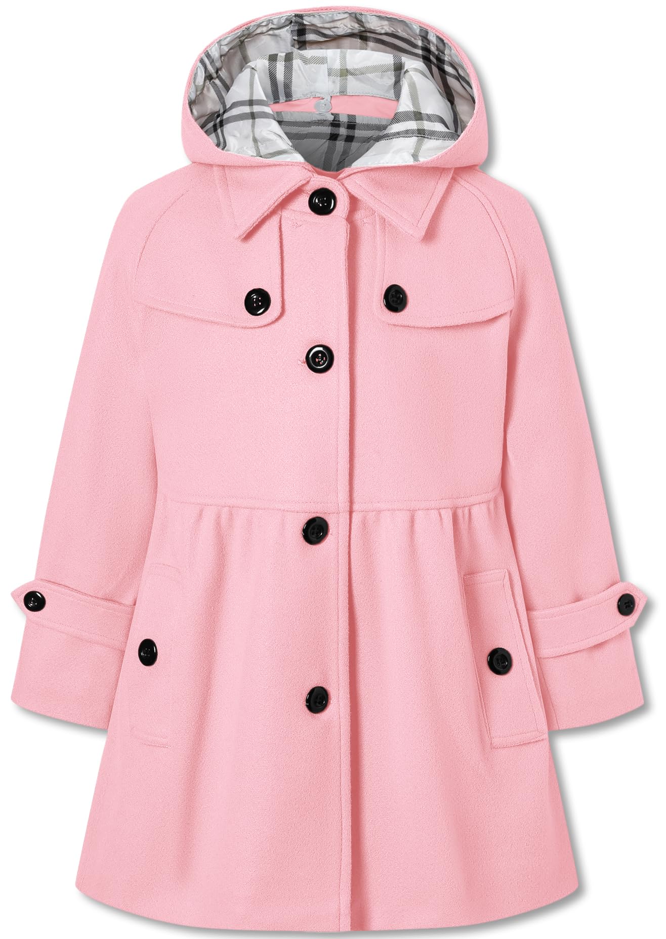Betusline Girls' Dress Coat Hoodie Wool Blend Coats Fall Winter Peacoat