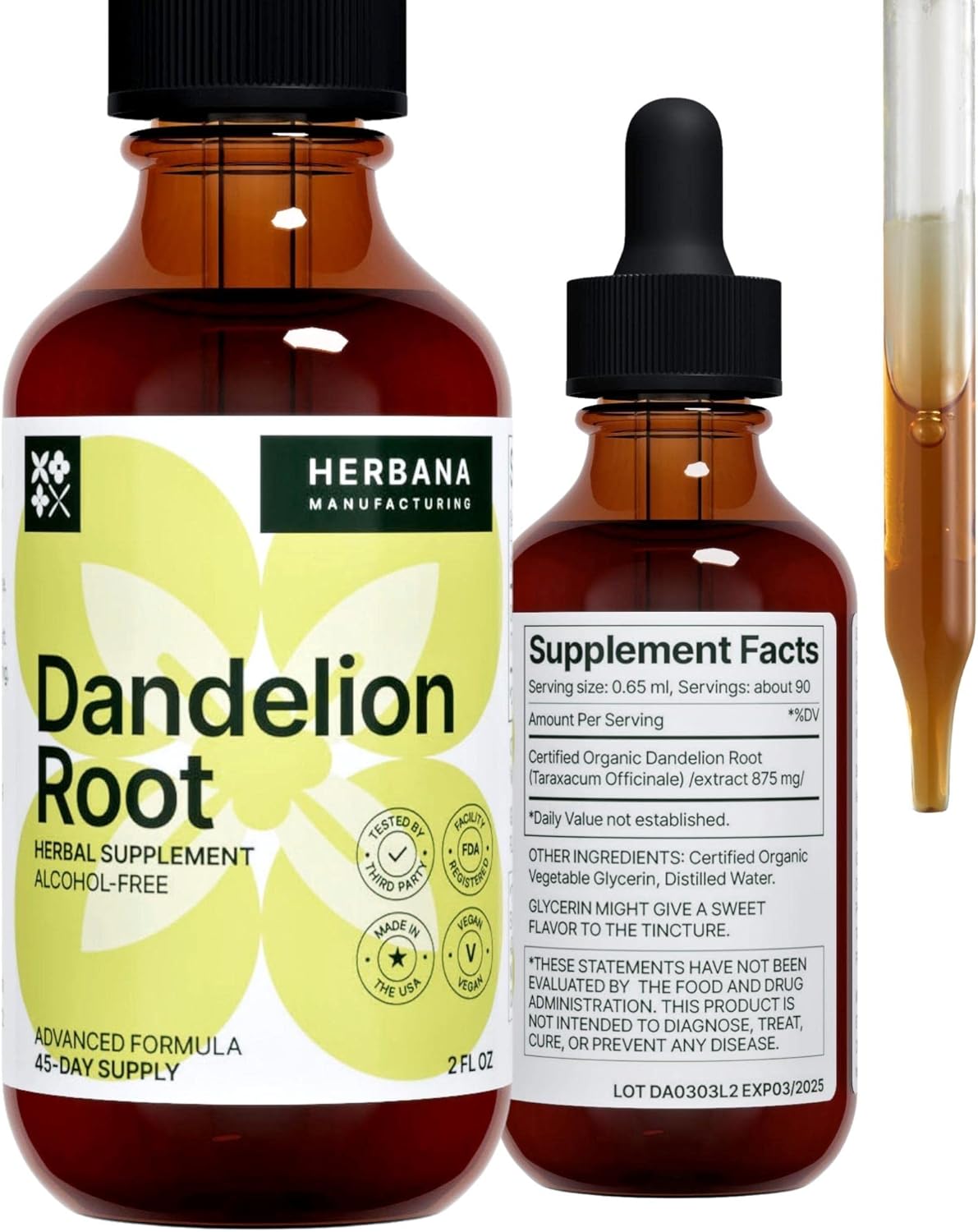 Dandelion Root 2 fl oz Liquid Extract – Natural Herbal Supplement for Cleansing, Digestive Function & Immunity – Organic Taraxacum officinale – Family Size – High Potency Drops – 45-Day Supply